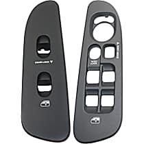 Front, Driver and Passenger Side Window Switch Bezels, Black, with Quad Cab