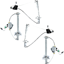 Front and Rear, Driver and Passenger Side Window Regulators, Power, With Motor