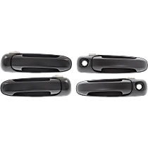 Front and Rear, Driver and Passenger Side Exterior Door Handles, Smooth Black, Front Driver and Passenger Side - With Key Hole; Rear Driver and Passenger Side - Without Key Hole