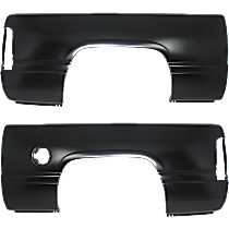 Rear, Driver and Passenger Side Truck Bedside Panels, Primed, Outer Panel, with Gas Door Hole on Driver Side, 6 Ft. Bed, Single Rear Wheels