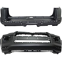Front and Rear Primed Bumper Cover, For Models with Chrome Trim