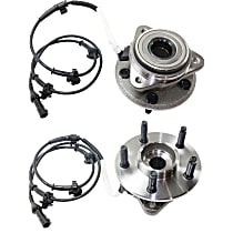 Front, Driver and Passenger Side Wheel Hub, Four Wheel Drive, 5 Lugs, With Bearing, With Sensor, 4WD