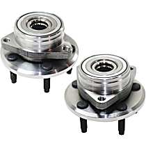 Front, Driver and Passenger Side Wheel Hub, 5 Lugs, With Bearing
