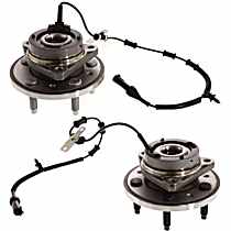Front, Driver and Passenger Side Wheel Hub, 5 Lugs, With Bearing, With Sensor