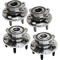 Front and Rear, Driver and Passenger Side Wheel Hub, 5 Lugs, With Bearing, FWD