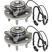 Front, Driver and Passenger Side Wheel Hubs, With Bearing, With Sensor, 6 x 5.32 in. Bolt Pattern, Rear Wheel Drive