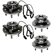 Front and Rear, Driver or Passenger Side Wheel Hub, 6 Lugs, With Bearing, RWD