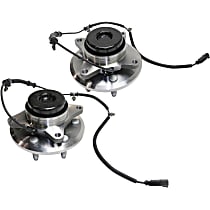 Front, Driver and Passenger Side Wheel Hub, 6 Lugs, With Bearing, With Sensor, RWD