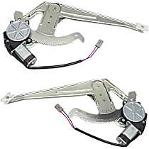 Front, Driver and Passenger Side Power Window Regulator, With Motor