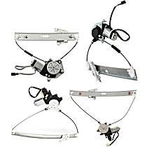 Front and Rear, Driver and Passenger Side Power Window Regulator, With Motor