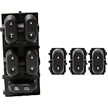 Front and Rear Window Switches, Black, 1-Button and 5-Button