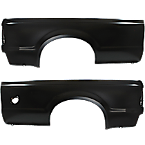 Rear, Driver and Passenger Side Truck Bedside Panels, Primed, Outer Panel, with Tail Light Provision, 8 Ft. Bed (Long Bed), For Models With Single Rear Wheels