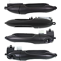 Front and Rear, Driver and Passenger Side Exterior Door Handles, Smooth Black, Front Driver and Passenger Side - With Key Hole; Rear Driver and Passenger Side - Without Key Hole