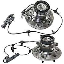 Front, Driver and Passenger Side Wheel Hub, 6 Lugs, With Bearing, RWD