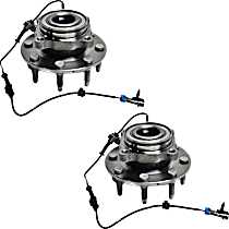 Front, Driver and Passenger Side Wheel Hub, 8 Lugs, With Bearing, With Sensor