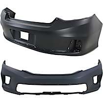 Front and Rear Primed Bumper Cover, Coupe