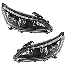 Driver and Passenger Side Headlights, With bulb(s), Halogen, Sedan, With 4 Cylinder Engine