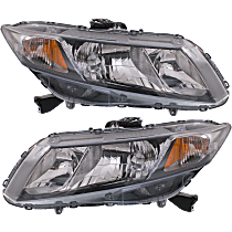 Driver and Passenger Side Halogen Headlight, With bulb(s), Sedan, OE Replacement