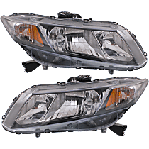Driver and Passenger Side Halogen Headlight, With bulb(s), Sedan, OE Replacement, CAPA Certified
