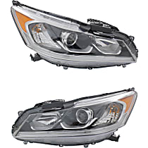 Driver and Passenger Side Headlights, with Bulbs, Halogen, Sedan, Except Hybrid/LX/Touring Models