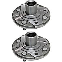 Front, Driver and Passenger Side Wheel Hub, 4 Lugs, Without Bearing