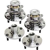 Rear, Driver and Passenger Side Wheel Hubs, Front - Without Bearing; Rear - With Bearing, 4-Wheel ABS, Front Wheel Drive