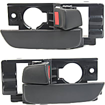 Front, Driver and Passenger Side Interior Door Handles, Black, With door lock button