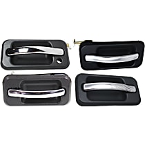 Front and Rear, Driver and Passenger Side Exterior Door Handles, Chrome Lever with Black Bezel, Front Driver Side - With Key Hole; Front Passenger Side - Without Key Hole; Rear - Without Key Hole