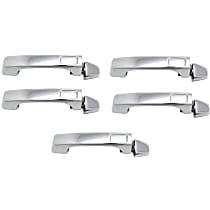 Front and Rear, Driver and Passenger Side Exterior Door Handle, Chrome, Without Key Hole