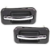 Rear, Driver and Passenger Side Exterior Door Handle, Black bezel with chrome lever, Without Key Hole