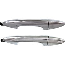 Rear, Driver and Passenger Side Chrome Exterior Door Handle, Without Key Hole