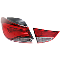 Driver Side, Inner and Outer Tail Lights, With bulb(s), Inner - Halogen/LED, Outer - Halogen