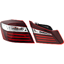 Driver Side, Inner and Outer Tail Lights, With bulb(s), Inner - Halogen, Outer - LED, 4-Door, Sedan, Mounts On Trunk Lid