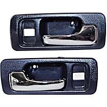 Front, Driver and Passenger Side Dark blue bezel with chrome lever Interior Door Handle, With Door Lock Hole, Sedan