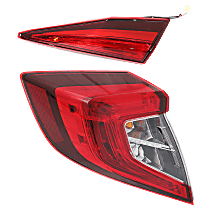 Passenger Side, Inner and Outer Tail Lights, With bulb(s), Halogen