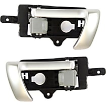 Front or Rear, Driver and Passenger Side Interior Door Handles, Silver Lever, With Door Lock Button