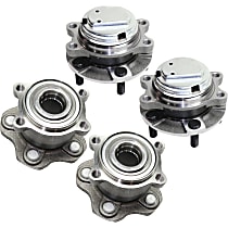 Front and Rear, Driver and Passenger Side Wheel Hubs, 5 Lugs, with Bearing, 5 x 4.5 In. Bolt Pattern, Rear Wheel Drive
