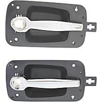 Front, Driver and Passenger Side Exterior Door Handle, Black bezel with chrome lever, With Key Hole