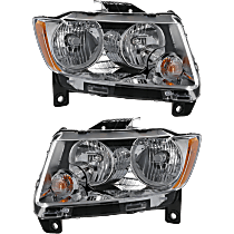 Driver and Passenger Side Headlights, With bulb(s), Halogen, With amber turn signal light