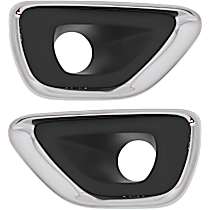 Front, Driver and Passenger Side Fog Light Trims, Black and Chrome