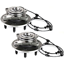 Front, Driver and Passenger Side Wheel Hub, 6 Lugs, With Bearing, With Sensor, RWD