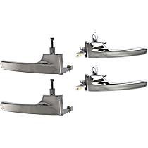 Front and Rear, Driver and Passenger Side Chrome Interior Door Handle, Without Door Lock Hole, Sport Utility
