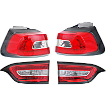 Driver and Passenger Side, Inner and Outer Tail Lights, with Bulbs, Halogen, Mounts on Liftgate, Mounts on Body