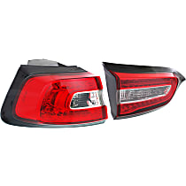 Driver Side, Inner and Outer Tail Lights, with Bulb, Halogen, Mounts on Liftgate, Mounts on Body