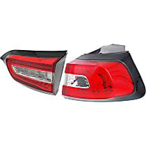 Passenger Side, Inner and Outer Tail Lights, with Bulb, Inner - Halogen/LED, Outer - Halogen