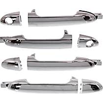 Front and Rear, Driver and Passenger Side Chrome Exterior Door Handle, Front Driver and Passenger Side - With Key Hole; Rear Driver and Passenger Side - Without Key Hole, New Body Style, Hatchback