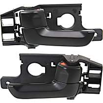 Front or Rear, Driver and Passenger Side Black Interior Door Handle, With door lock button, Sport Utility