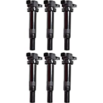 Ignition Coils, Set of 6, 6 Cylinder, 2.7 Liter Engine, with 6 Ignition Coil on Plugs - 