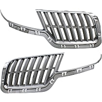 Driver and Passenger Side Grille Assemblies, Chrome Shell with Painted Gray Insert, Grille