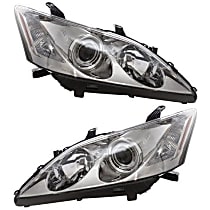 Driver and Passenger Side Headlights, Without bulb(s), Halogen, Not For Models With HID Headlights